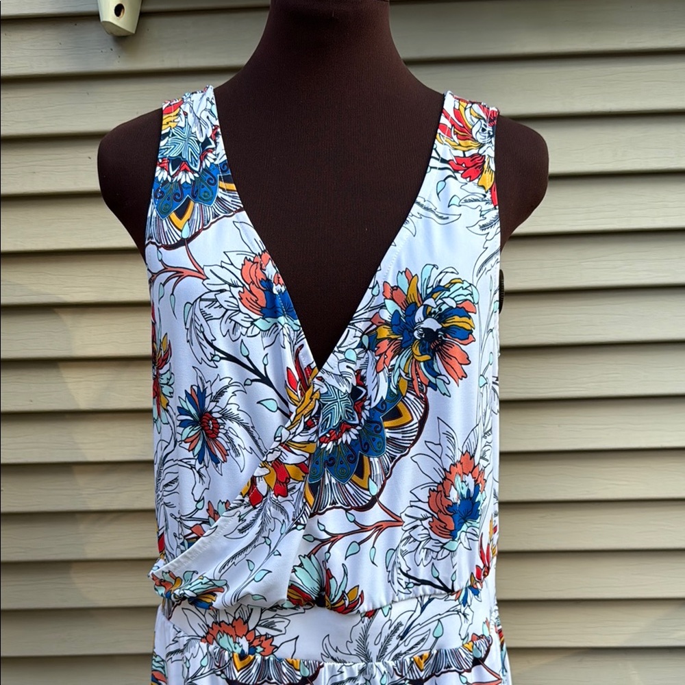 G by Giuliana Floral Sleeveless Wide Leg Jumpsuit Size Large Petite - Picture 5 of 14